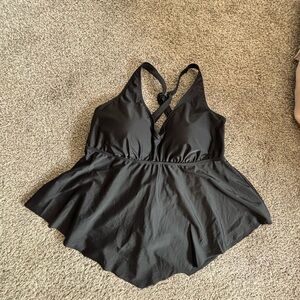 Torrid Black Swim Tankini with v Skirted Hem